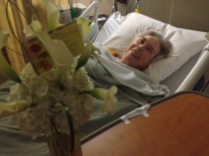 Pelino in hospital w: calla lilies 2-27-2015